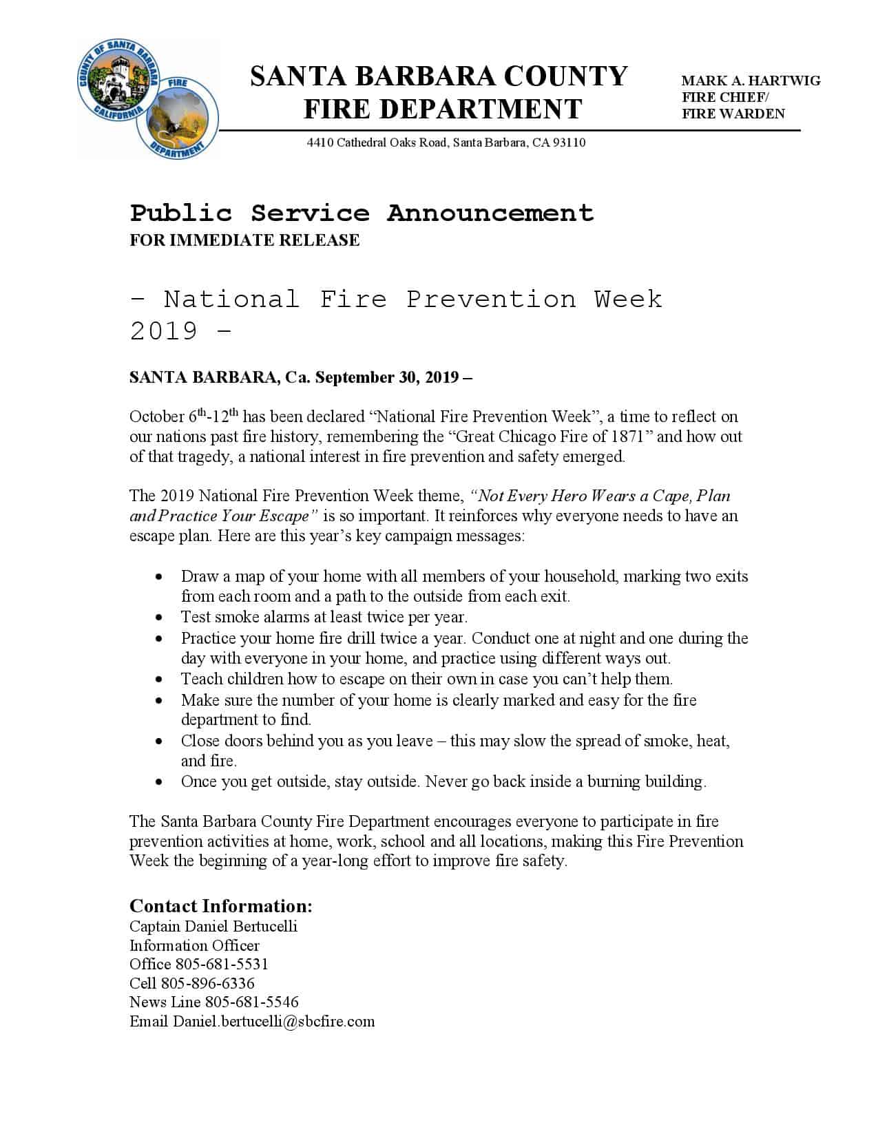 Fire Prevention Week 2019