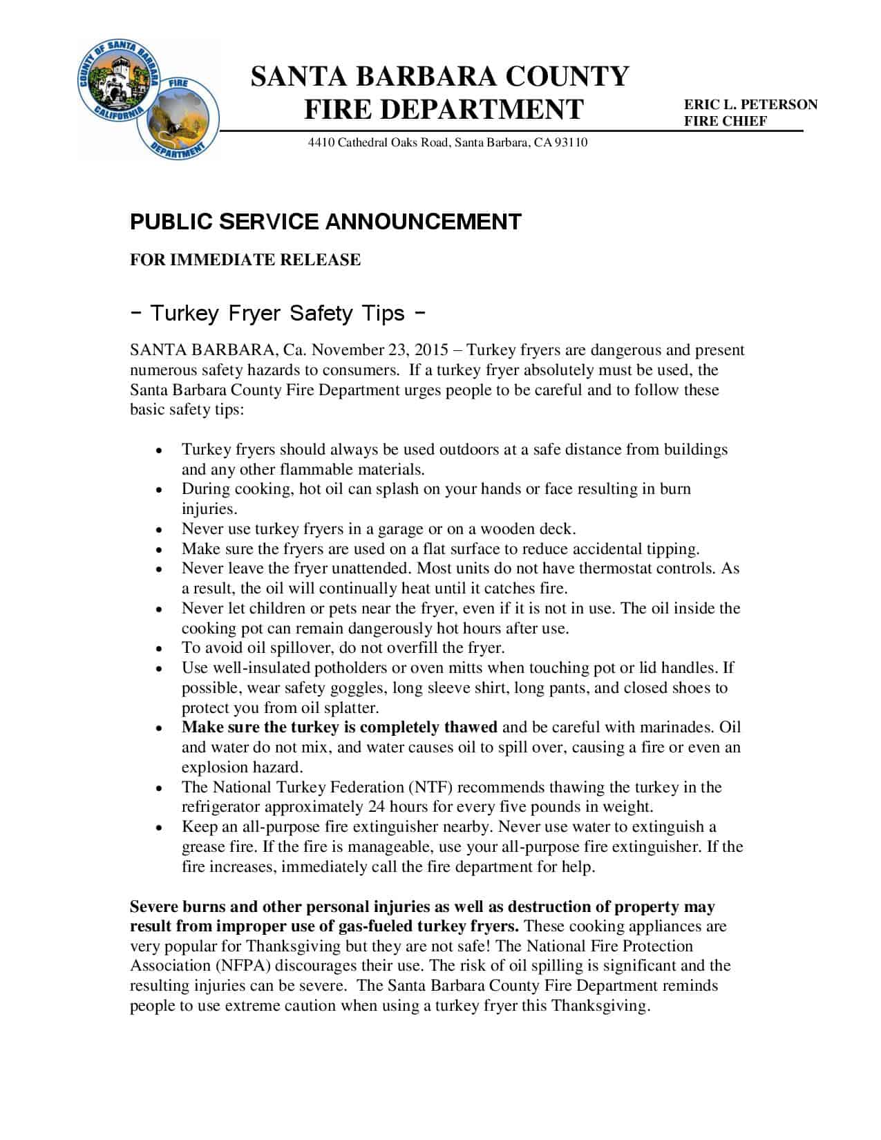 Turkey Fryer Safety Tips PSA