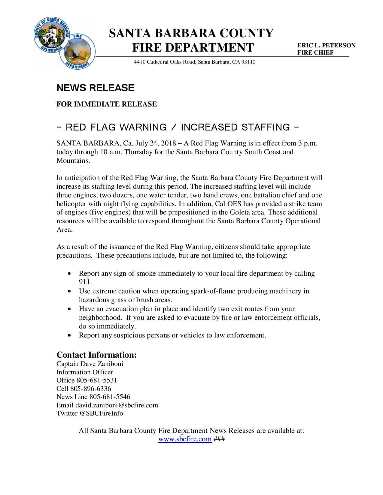 Red Flag Warning/Increased Staffing